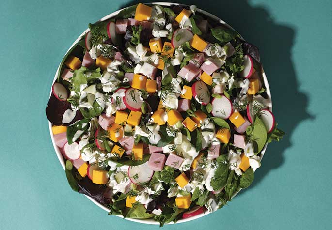 Southern Chopped Salad with Creamy Pickle Dressing recipe