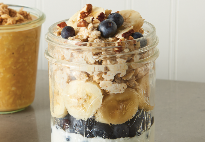 Blueberry Banana Pecan Overnight Oats