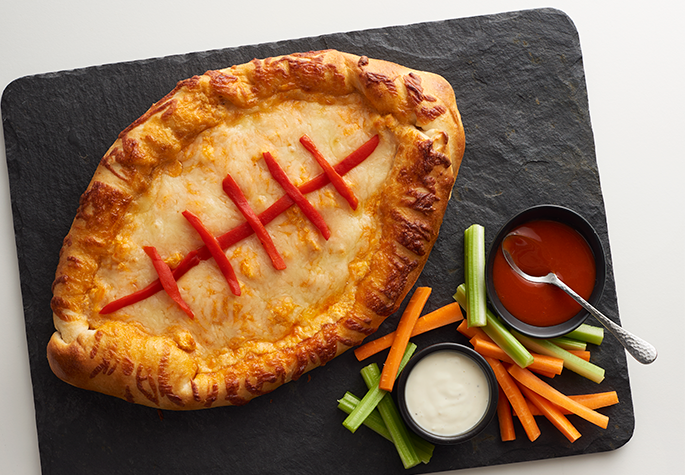 Buffalo Chicken Cheesy Bread Football