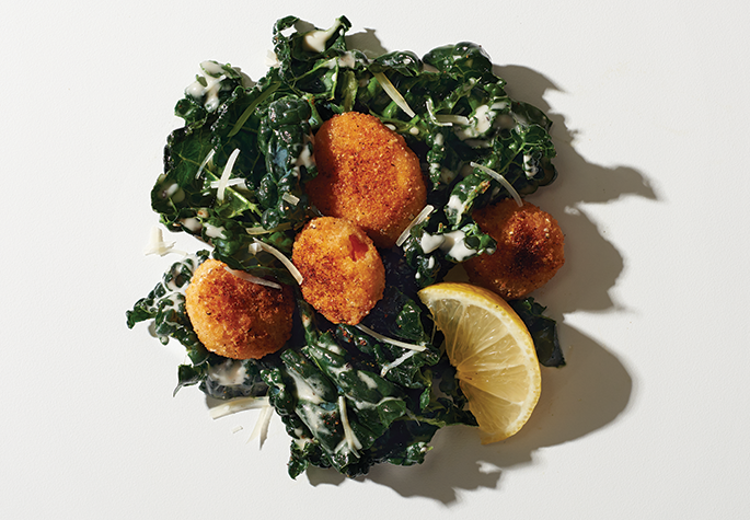 Caesar Kale Salad with Crispy Carrot Croutons