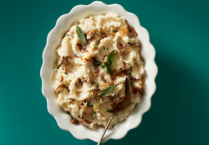 Caramelized Onion, Gruyere and Sage Mashed Potatoes recipe