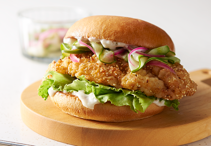 Catfish Sandwich with Spicy Quick-Pickled Cucumbers