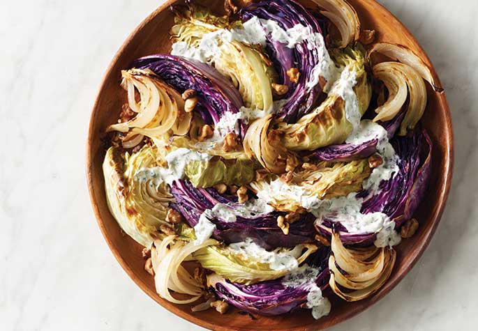 Charred Cabbage Wedges with Herbed Sour Cream