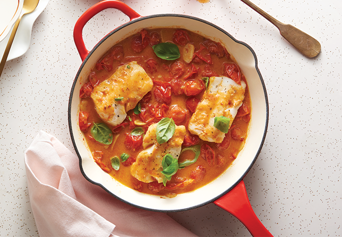 Cod in a Creamy Spicy Tomato Broth