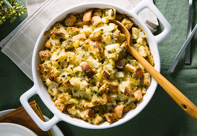 Crispy Creamy Stuffing with Apple, Fennel & Herbs