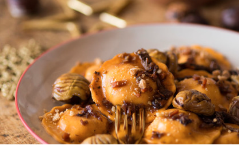 Butternut Squash Ravioli with Butternut Squash, Cranberries and Brown Butter Sage Sauce