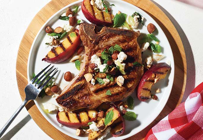 Grilled Honey-Glazed Pork Chops and Nectarines recipe