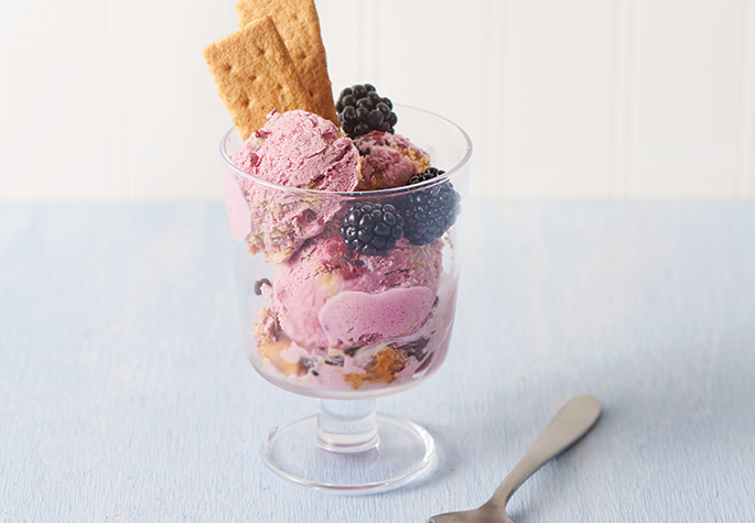 Lemon Blackberry Cottage Cheese Ice Cream