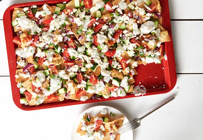 Mediterranean Pita Chip Nachos recipe