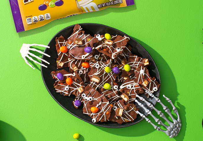 M&M’s Halloween Chocolate Bark Brownies