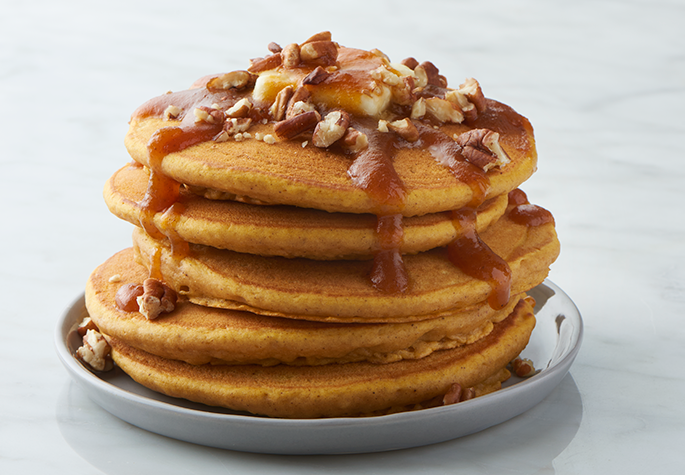 Pumpkin Pancakes with Pumpkin Maple Sauce