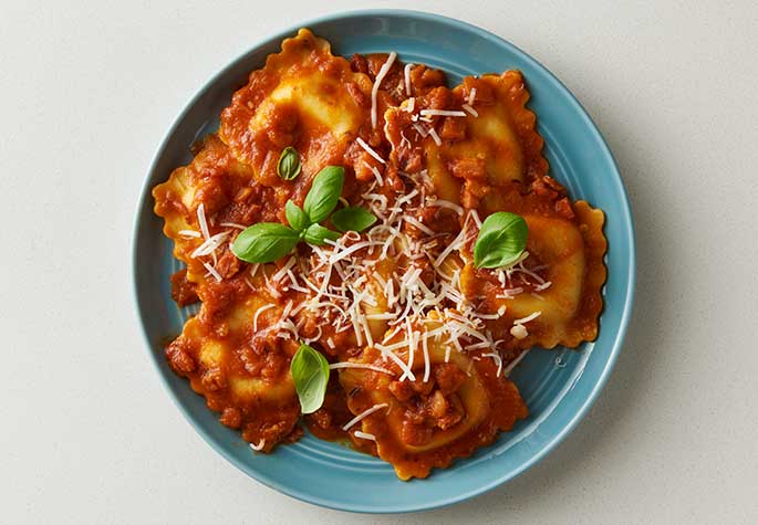 Four Cheese Ravioli All'amatriciana