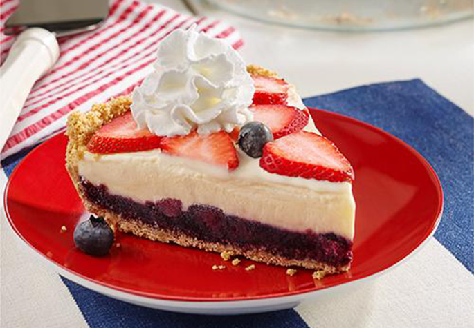Red, White, and Blue Ice Cream Pie
