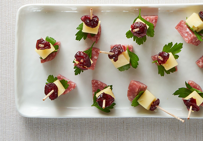 Salami Cranberry Cheddar Bites