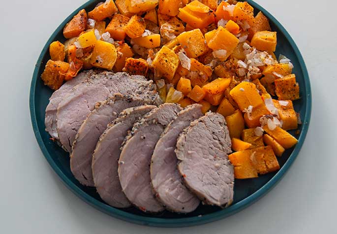 Sheet Pan Pork Tenderloin with Sweet Potatoes & Onions