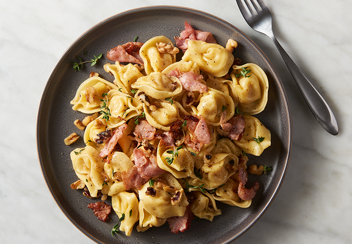 Tortellini with Walnuts, Ham and Thyme recipe