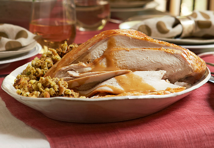 Turkey Breast with Stuffing and Gravy