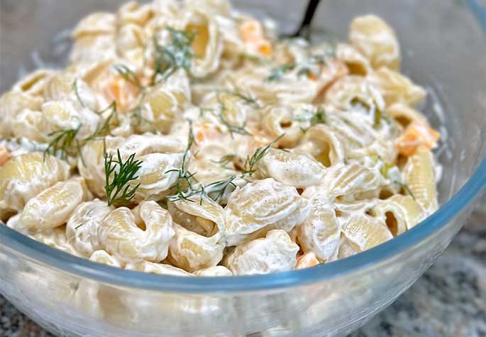 very dairy dill pickle pasta salad recipe