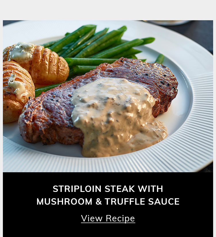 Recipe: Striploin with mushroom truffle sauce and hassleback potatoes