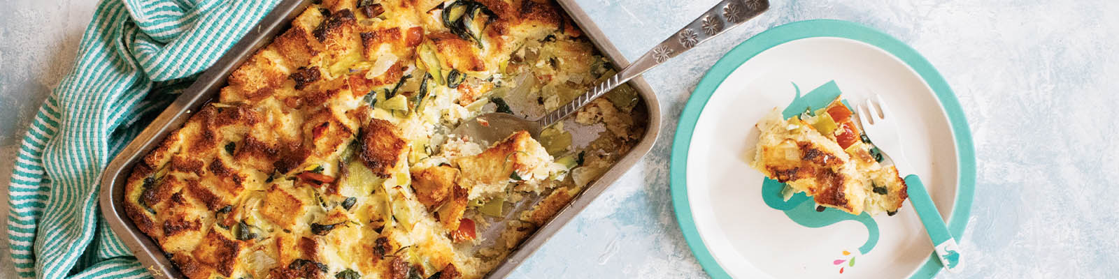 Comforting Leek and Sunblush Tomato Sourdough Pudding