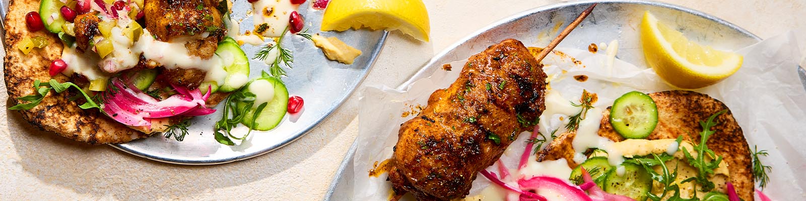 Summer Chicken Shawarma Skewers with Cumin & Honey Yogurt
