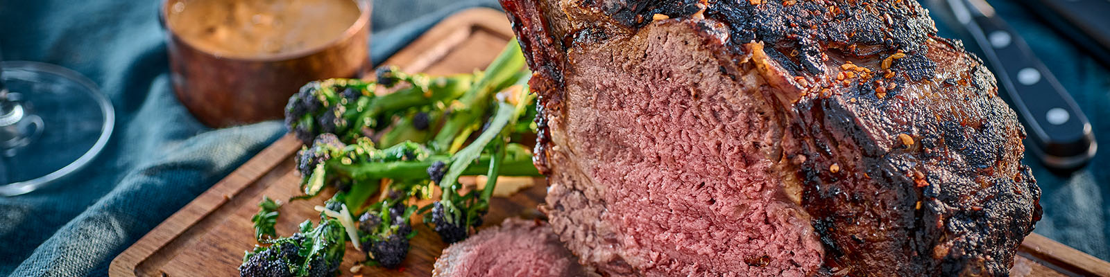 Slow Roast Rib of Irish Angus Beef with Parmesan Purple Broccoli
