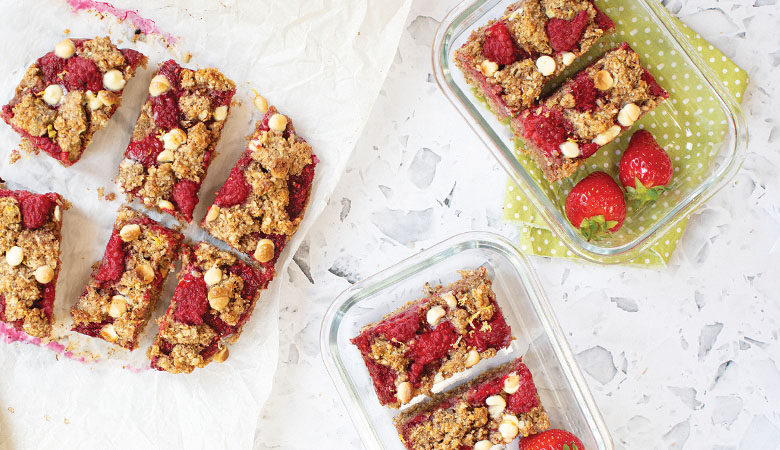 Raspberry, Lemon and White Chocolate Bars