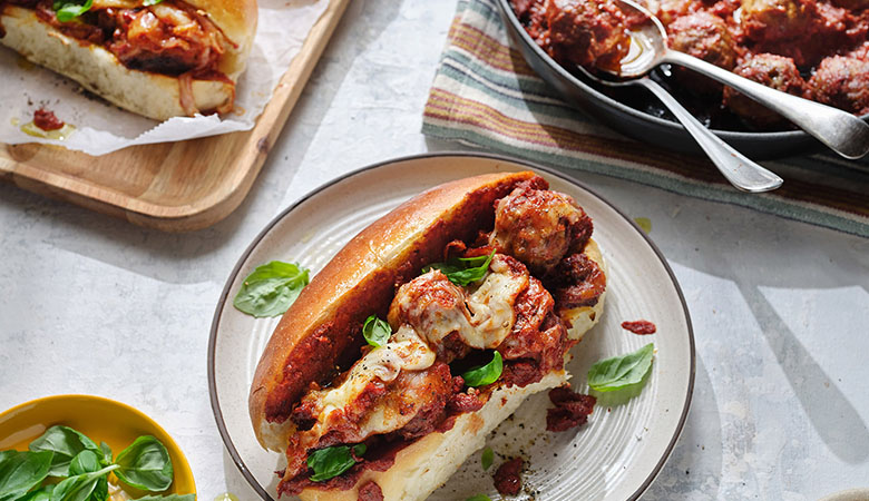 Cheesy Meatball Marinara Subs