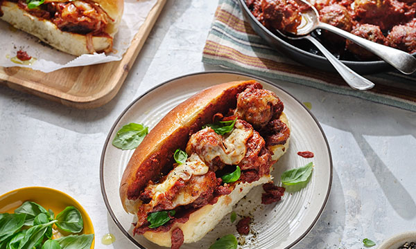 Cheesy Meatball Marinara Subs