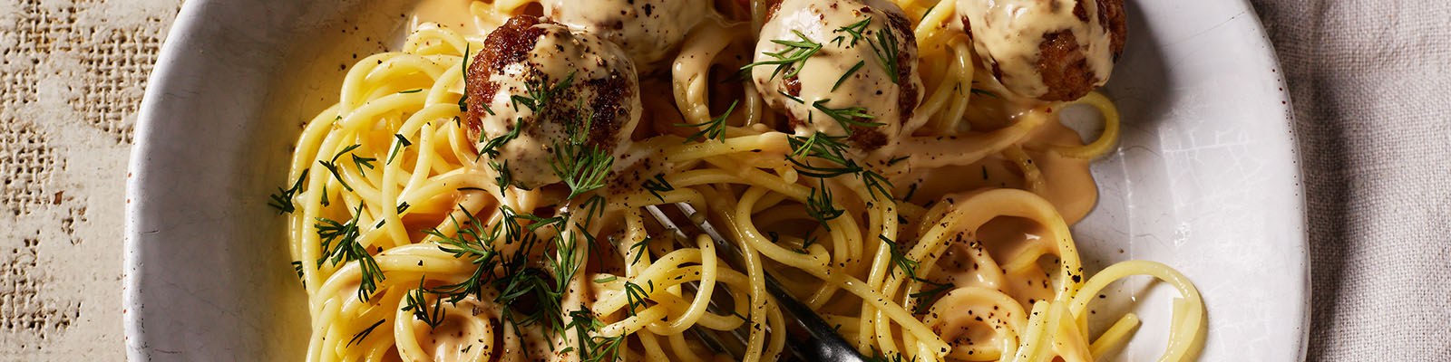 Danish Frikadeller with Creamy Dill Pasta