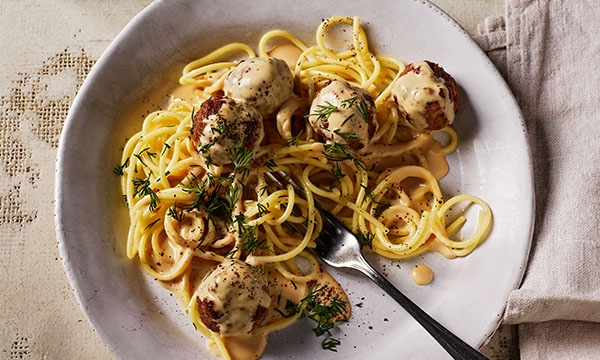 Danish Frikadeller with Creamy Dill Pasta