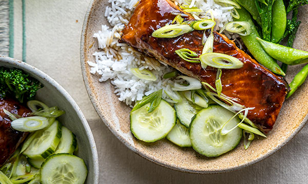 Teriyaki Salmon with Rice & Greens