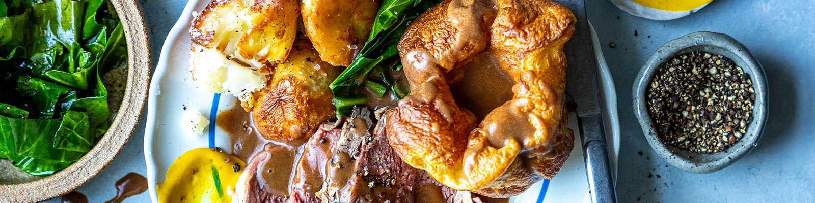 Mustard Rubbed Roast Rib of Beef with Batter Puddings