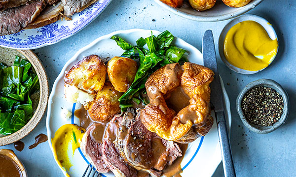 Mustard Rubbed Roast Rib of Beef with Batter Puddings