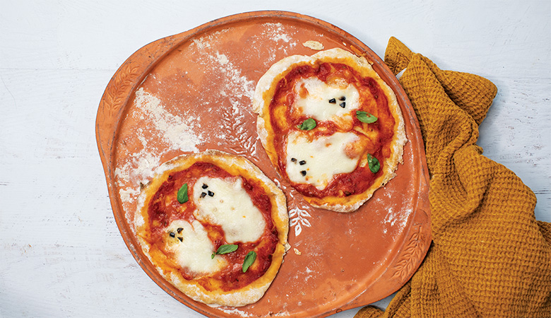 Ghostly Mini Pizzas