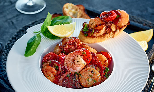 Neven Maguire's Black Tiger Prawns with Chorizo & Garlic