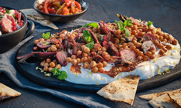 Mediterranean Mezze with Roasted Baby Beets with Chickpeas