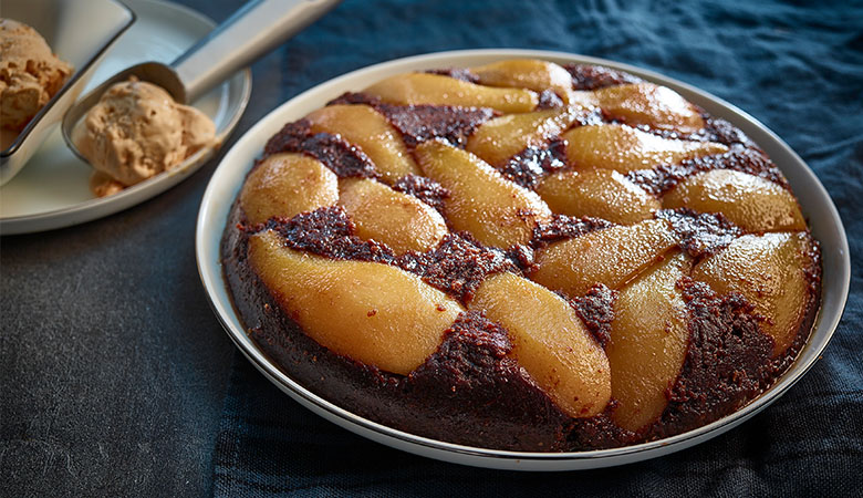 Neven Maguire's Caramelised Pear & Double Chocolate Brownie Pudding