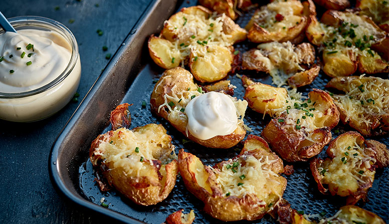 Neven Maguire's Crushed Baby Potatoes with Hegarty’s Cheddar 