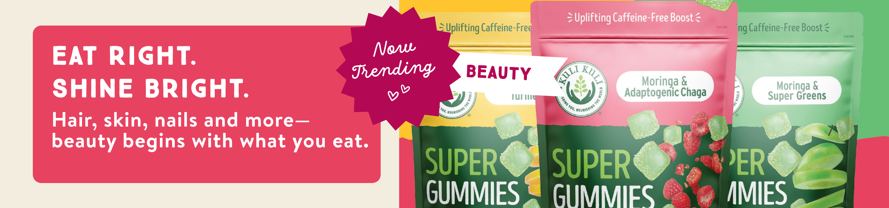 Eat right shine bright. Hair, skin, nails and more - beauty begins with what you eat.