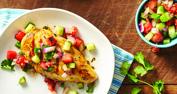 Cilantro-Lime Chicken with Grilled Watermelon Pico de Gallo