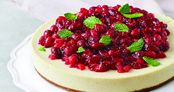 Eggnog Cheesecake with Cranberry Compote