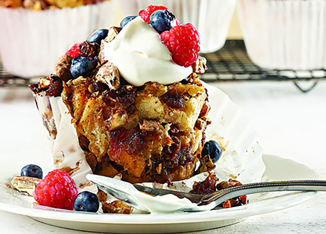 French Toast Muffins with Yogurt and Berries