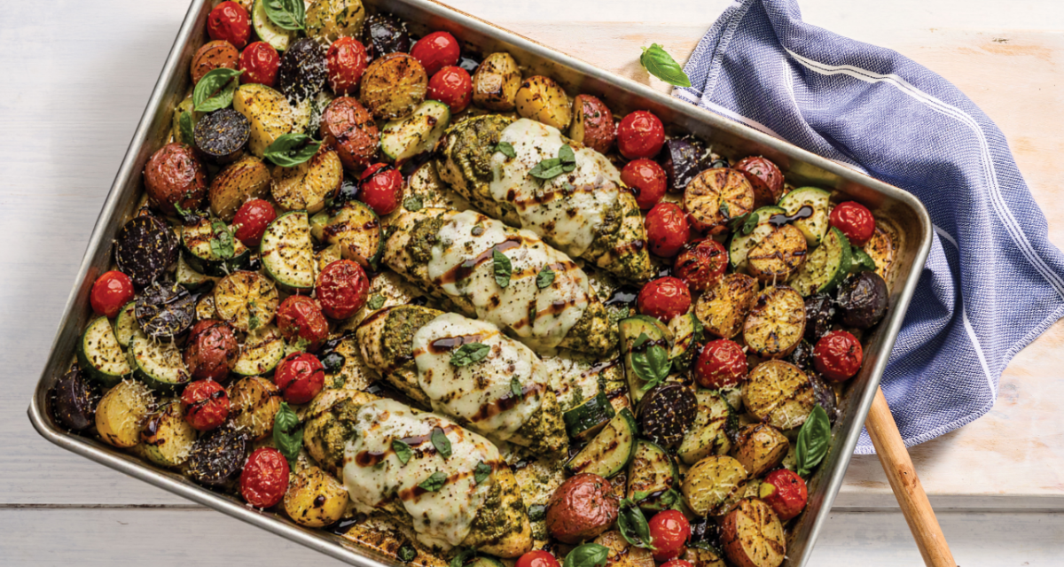 Sheet Pan Pesto Chicken & Roasted Vegetables