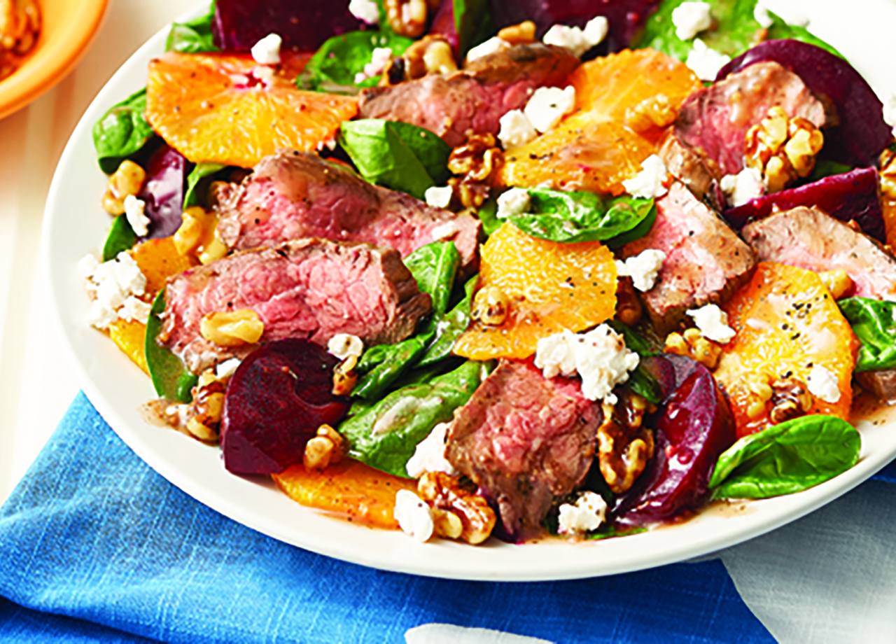 Orange Flank Steak Spinach Salad