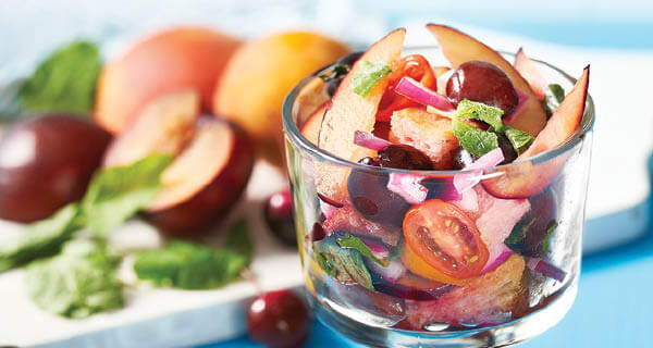 Peach, Plum & Cherry Panzanella Salad