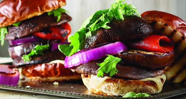 Portobello Burgers with Lettuce & Onion