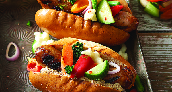 Hot Dogs with Quick Pickled Veggies