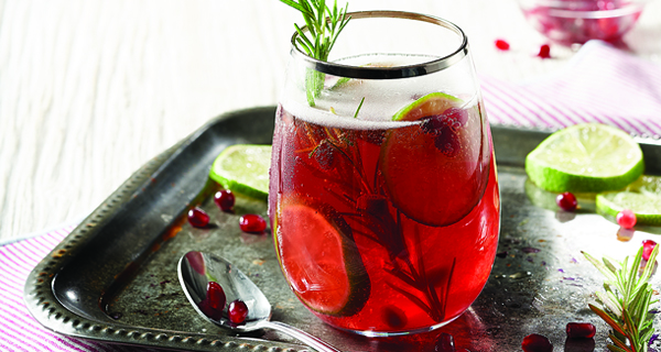 Rosemary-Lime Pomegranate Spritzers