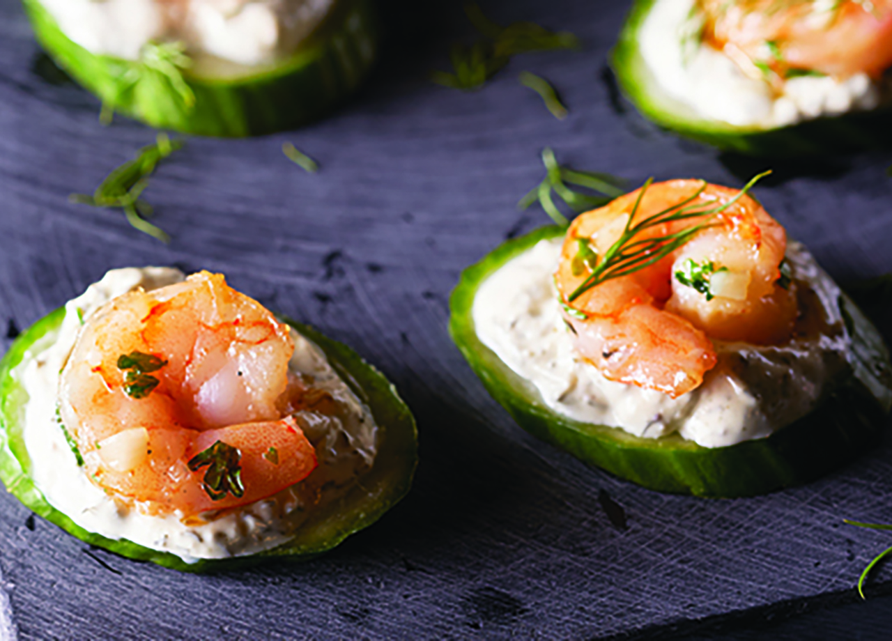 Shrimp-Topped Cucumber Crostini